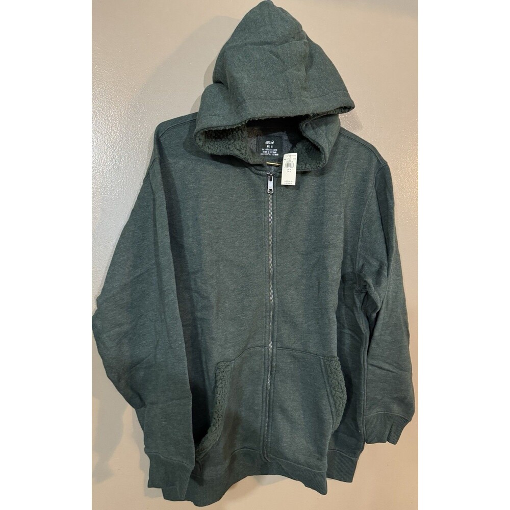 Aerie Green Long Sleeve Full Zip Fleece Inside Hooded Jacket Sz M NEW